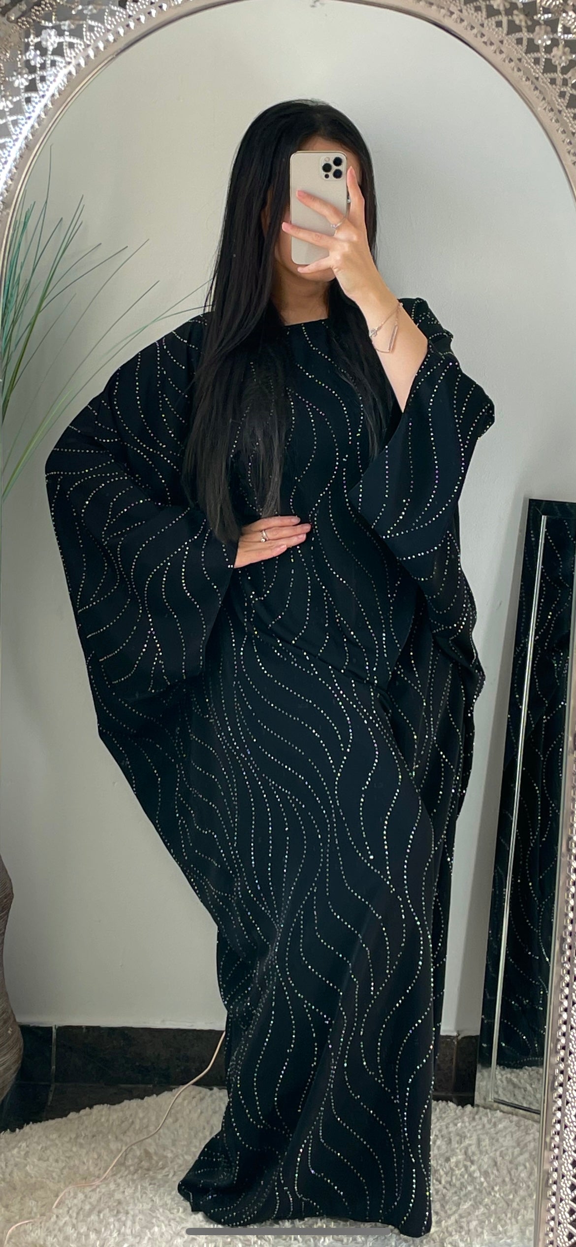 Nuit Trésor - Abaya papillon à strass