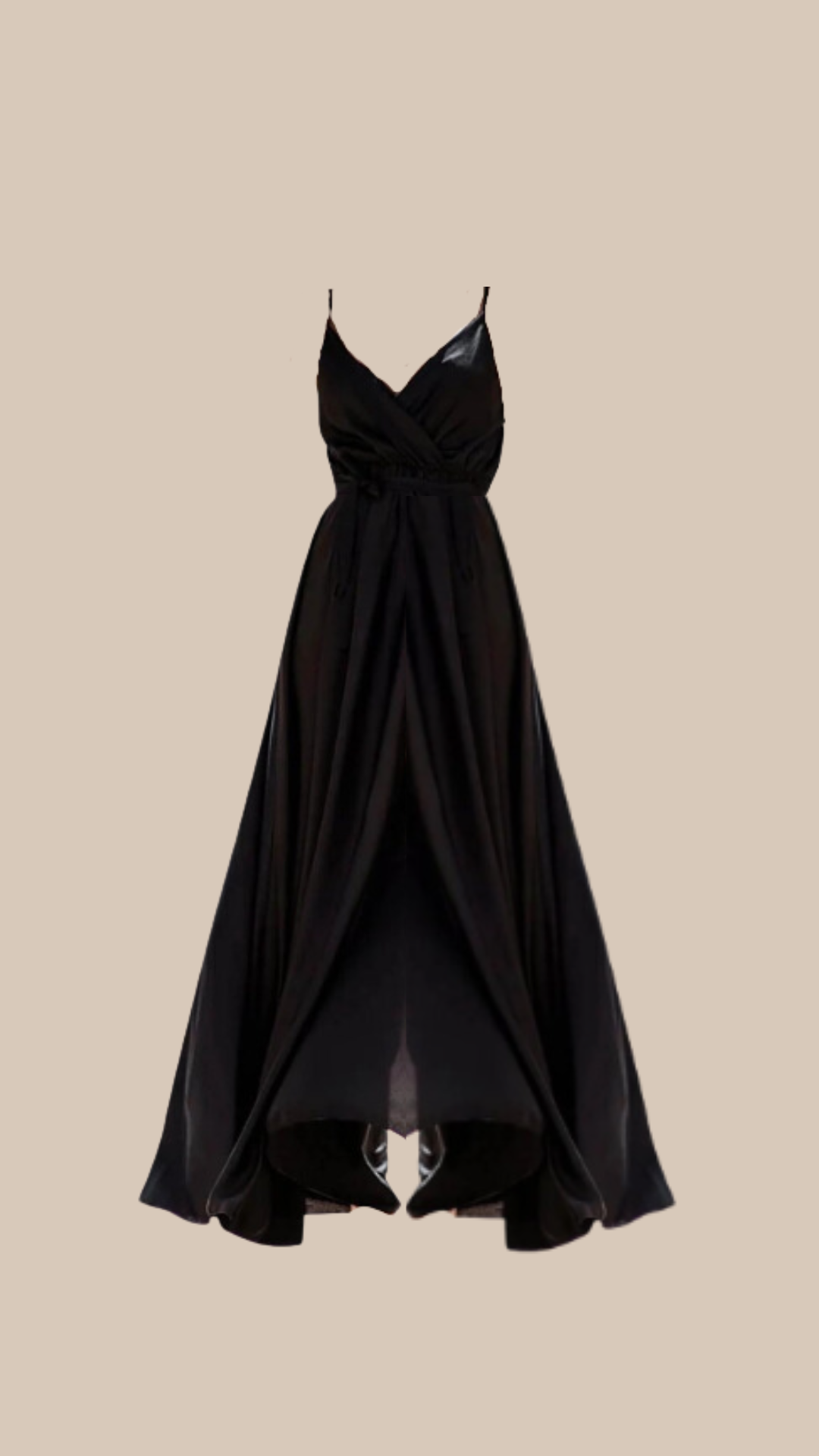 BLACKSWAN - Robe Noir en Satin Évasée