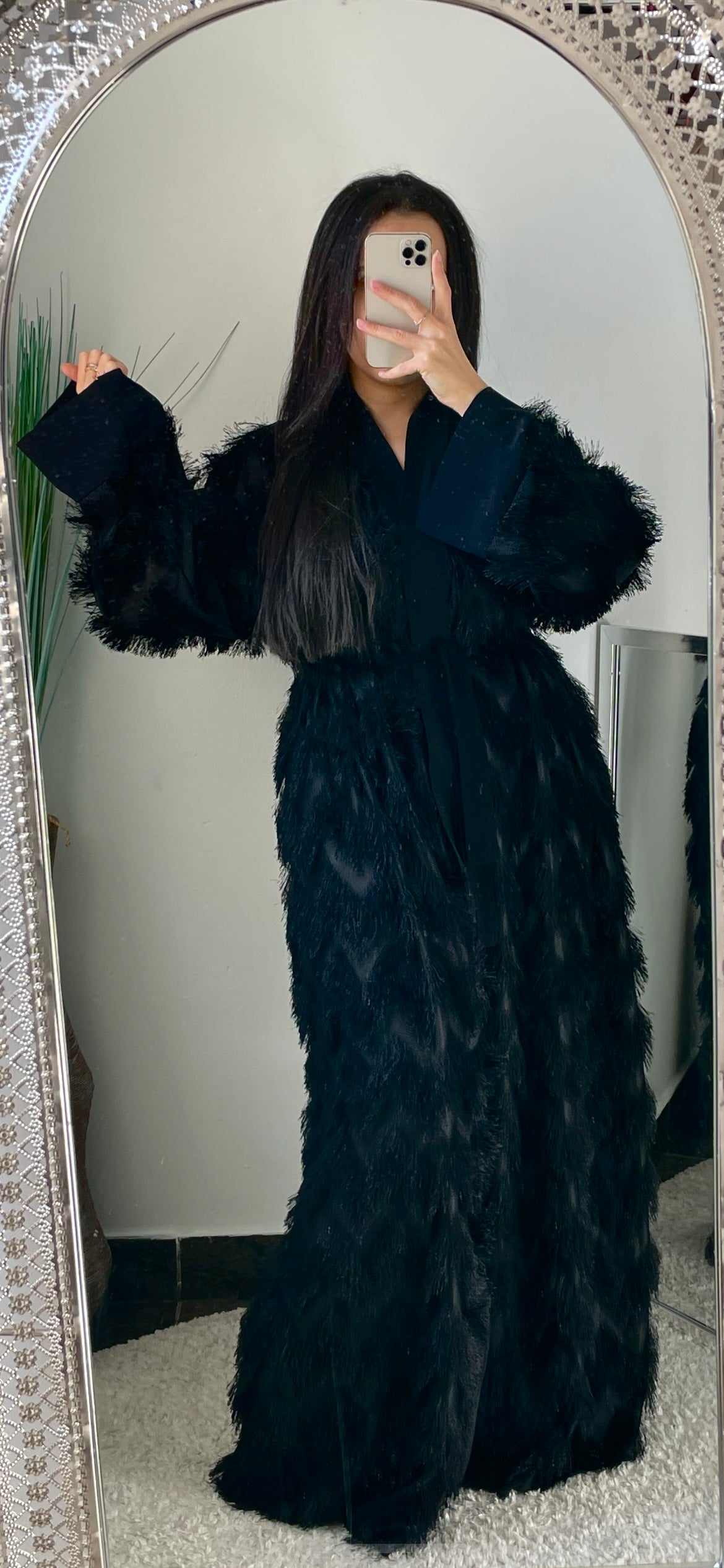 Evil Queen - Kimono noir à fourrure