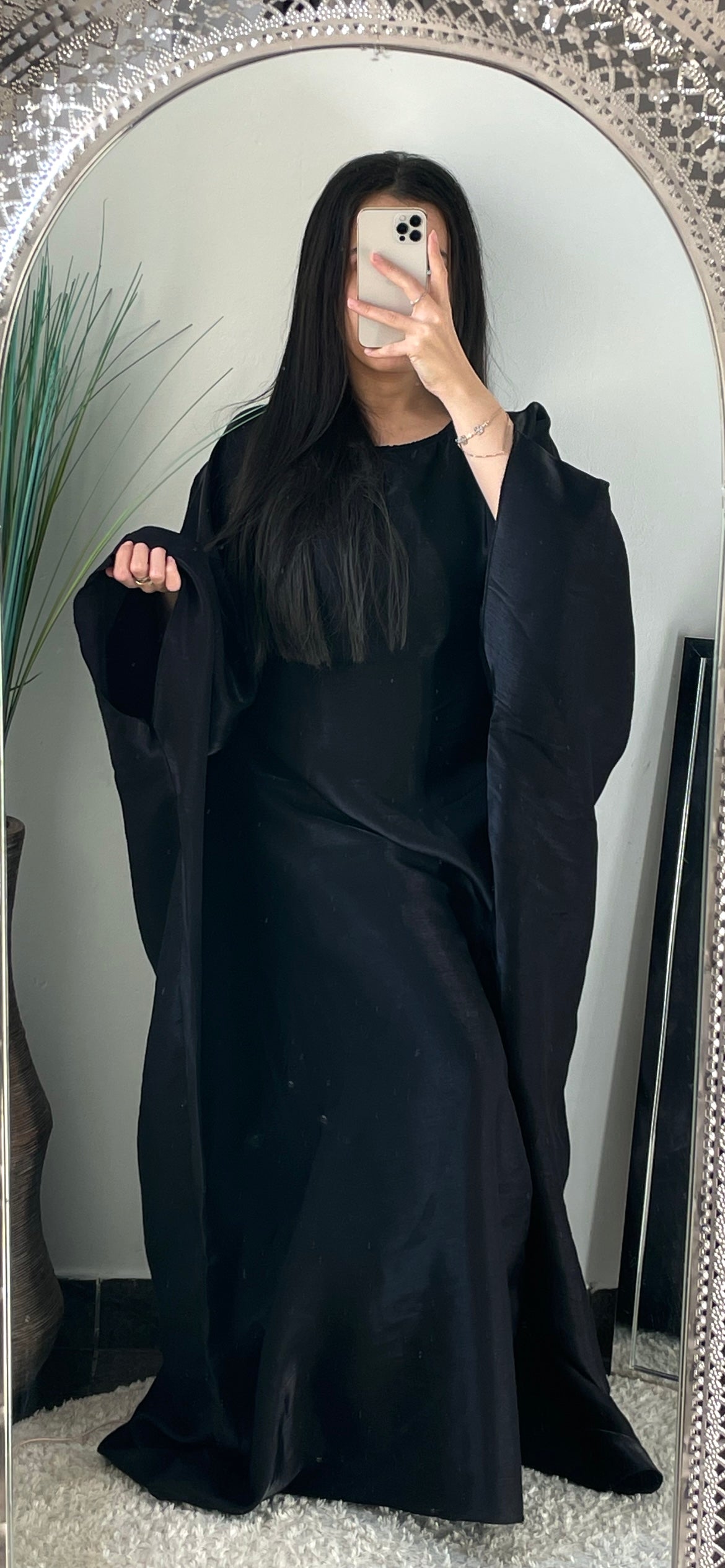 Night - Abaya papillon scintillant noir