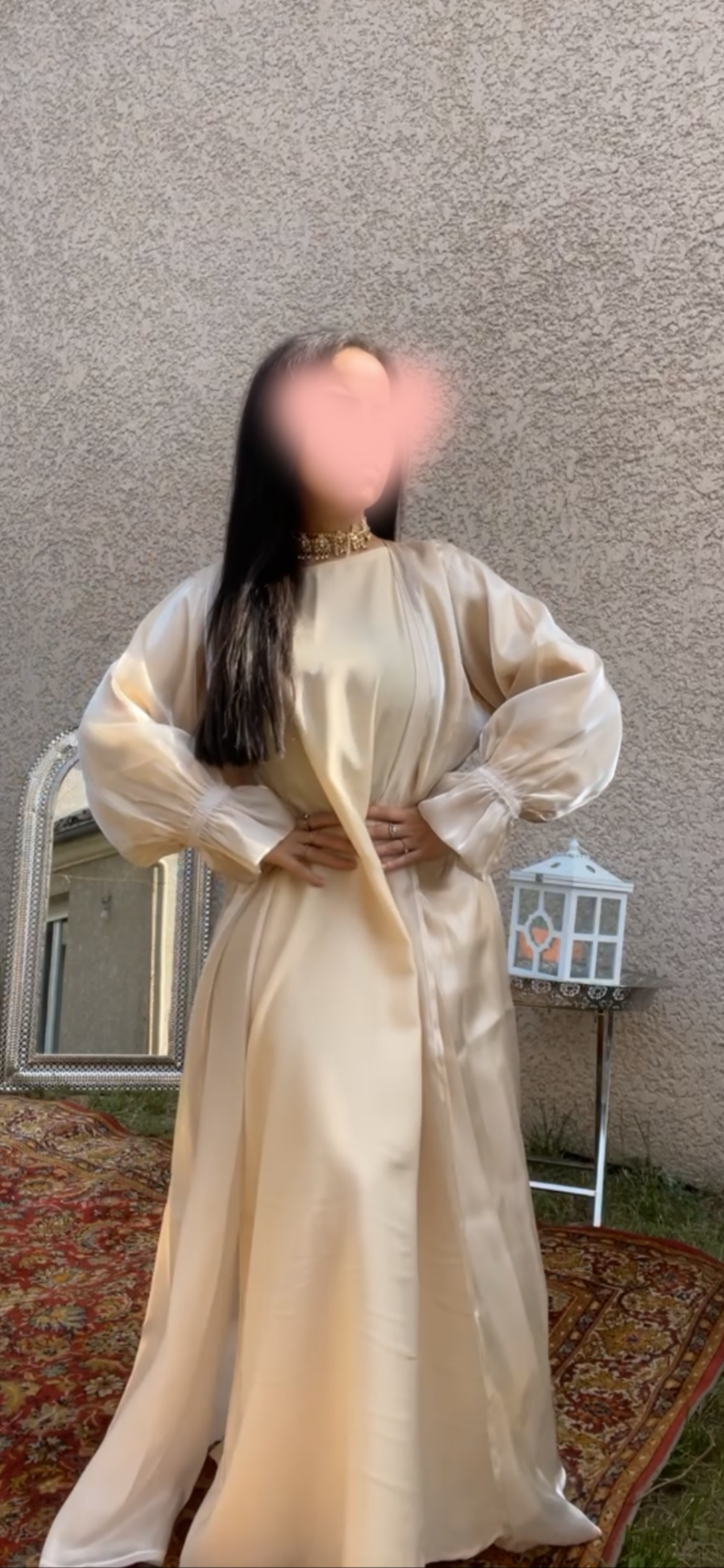 Golden Abaya Doré 2 pièces avec Voile