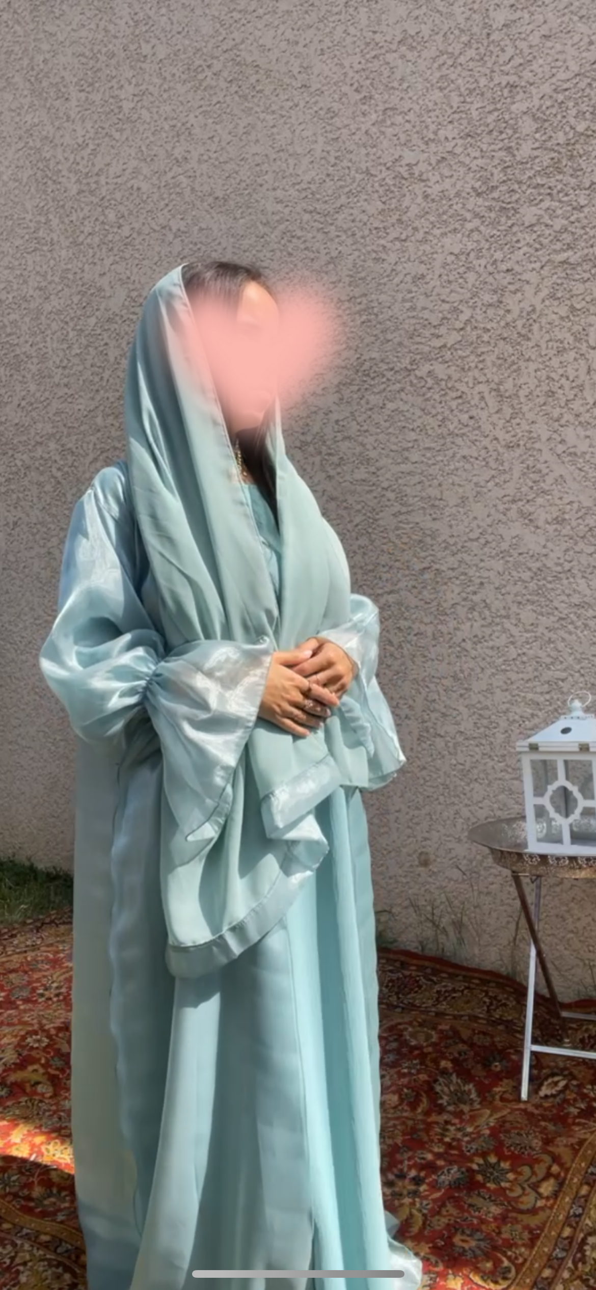Icy Abaya 2 pièces Bleu Ciel avec Voile