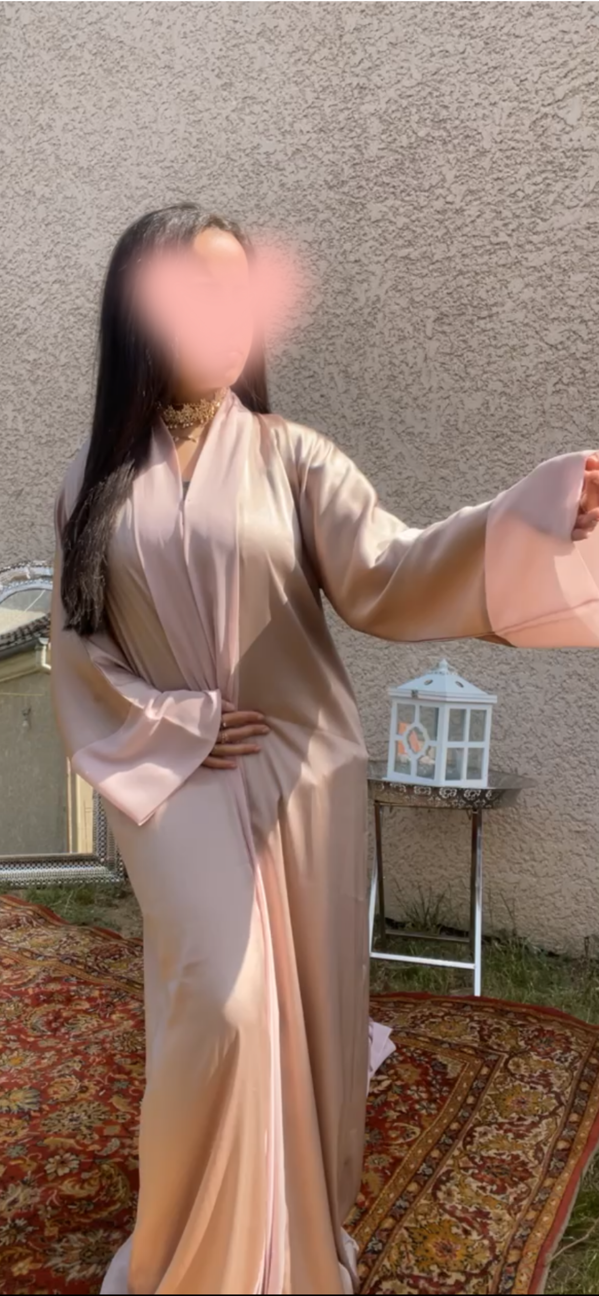 Blush Abaya Rose 1 pièce avec voile