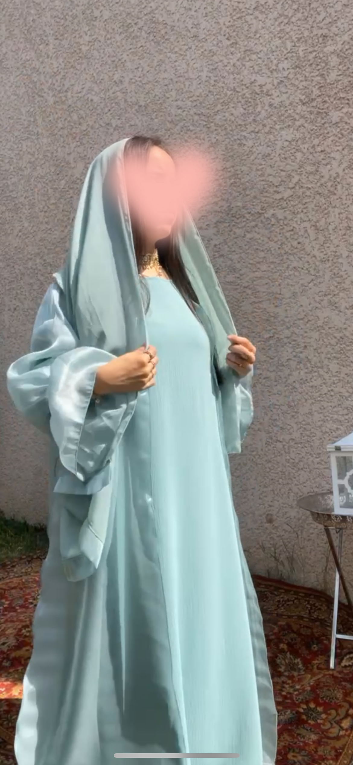 Icy Abaya 2 pièces Bleu Ciel avec Voile