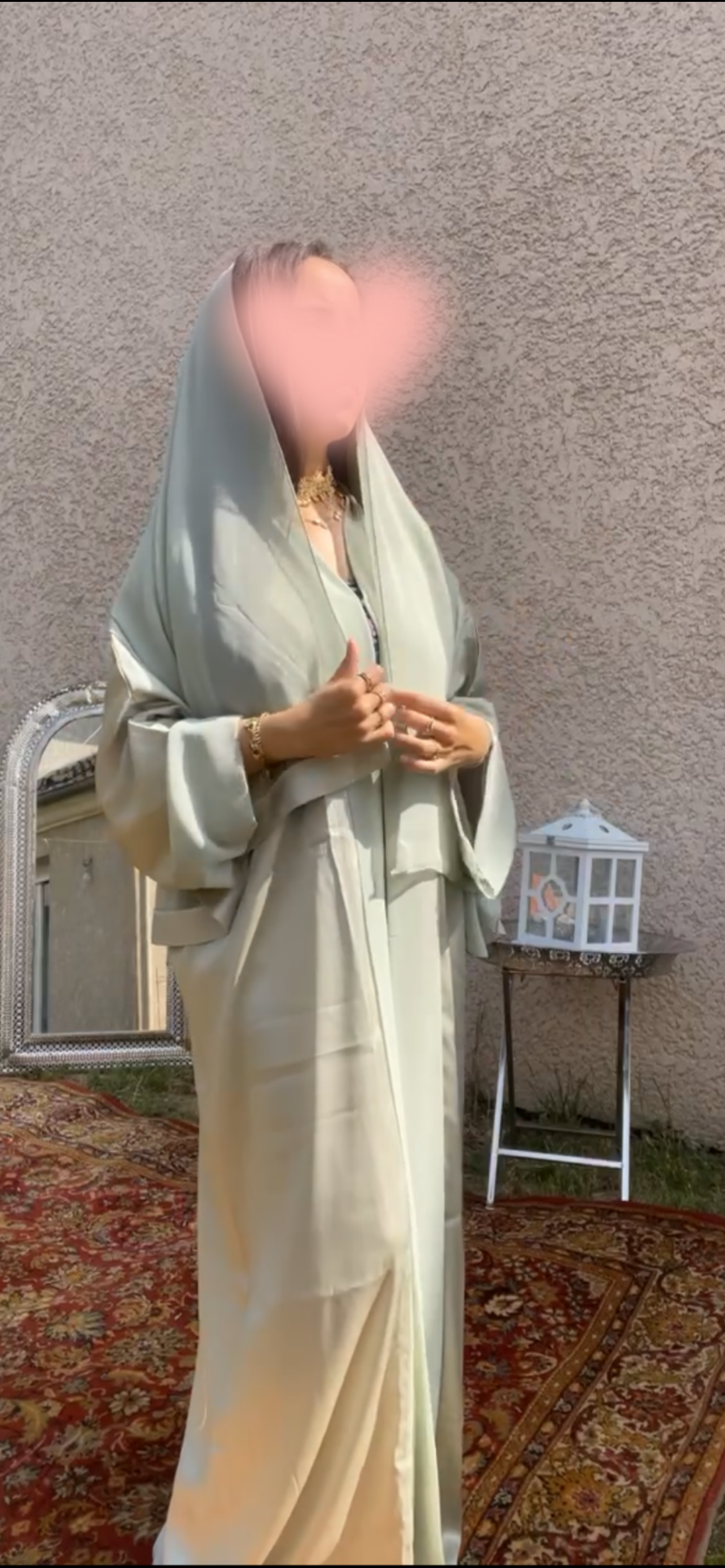 Pistachio Abaya Vert 1 pièce avec Voile