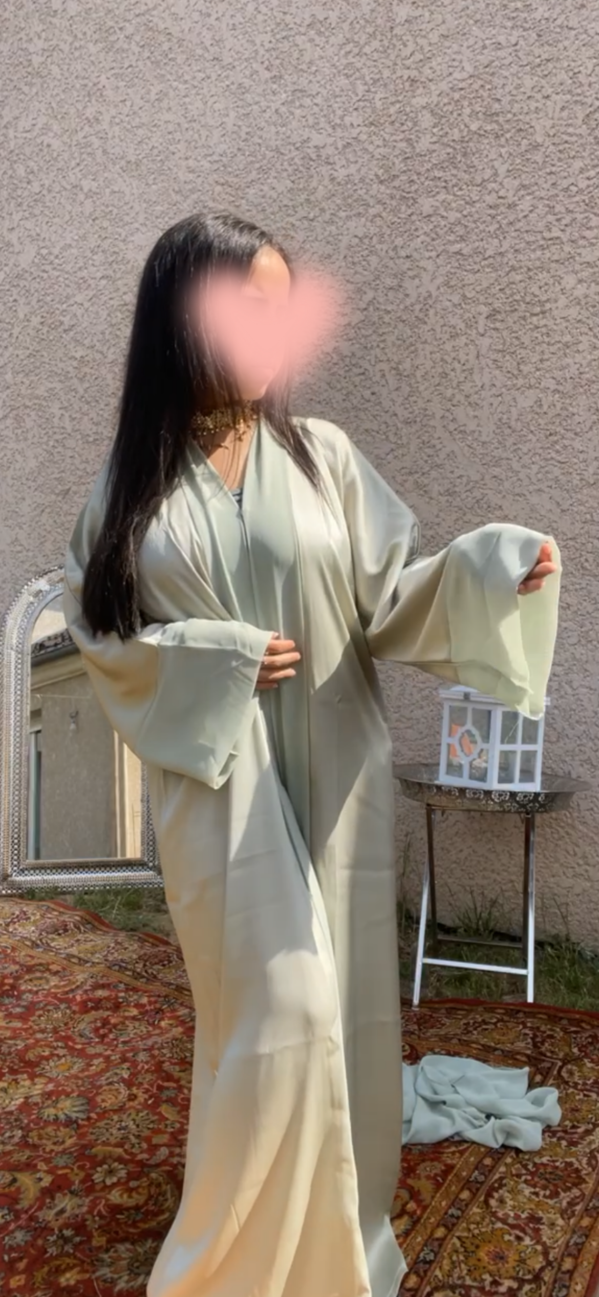 Pistachio Abaya Vert 1 pièce avec Voile