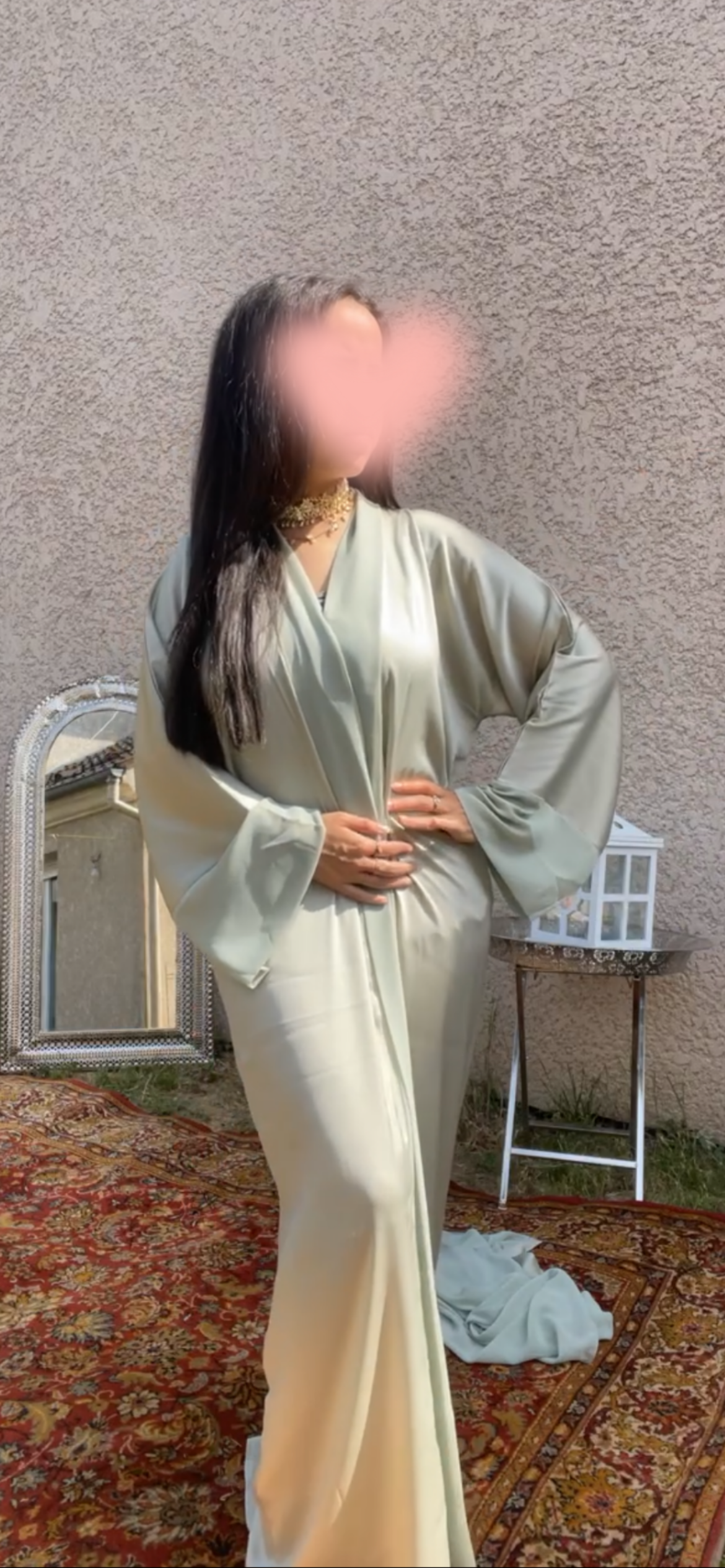 Pistachio Abaya Vert 1 pièce avec Voile