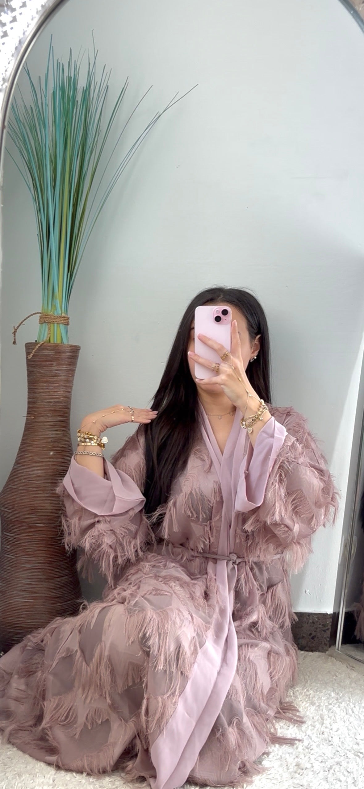MASHROOM - ABAYA A FROUFROU ROSE
