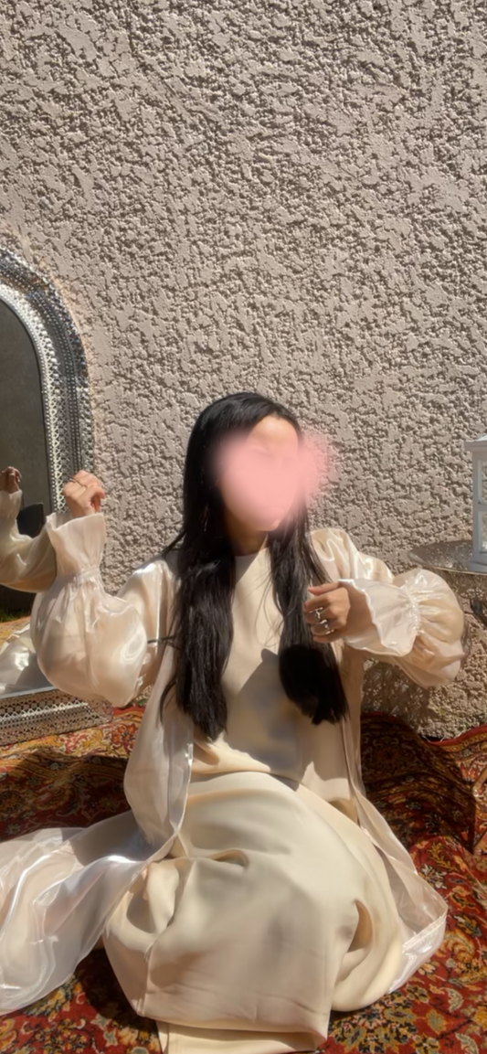 Golden Abaya Doré 2 pièces avec Voile