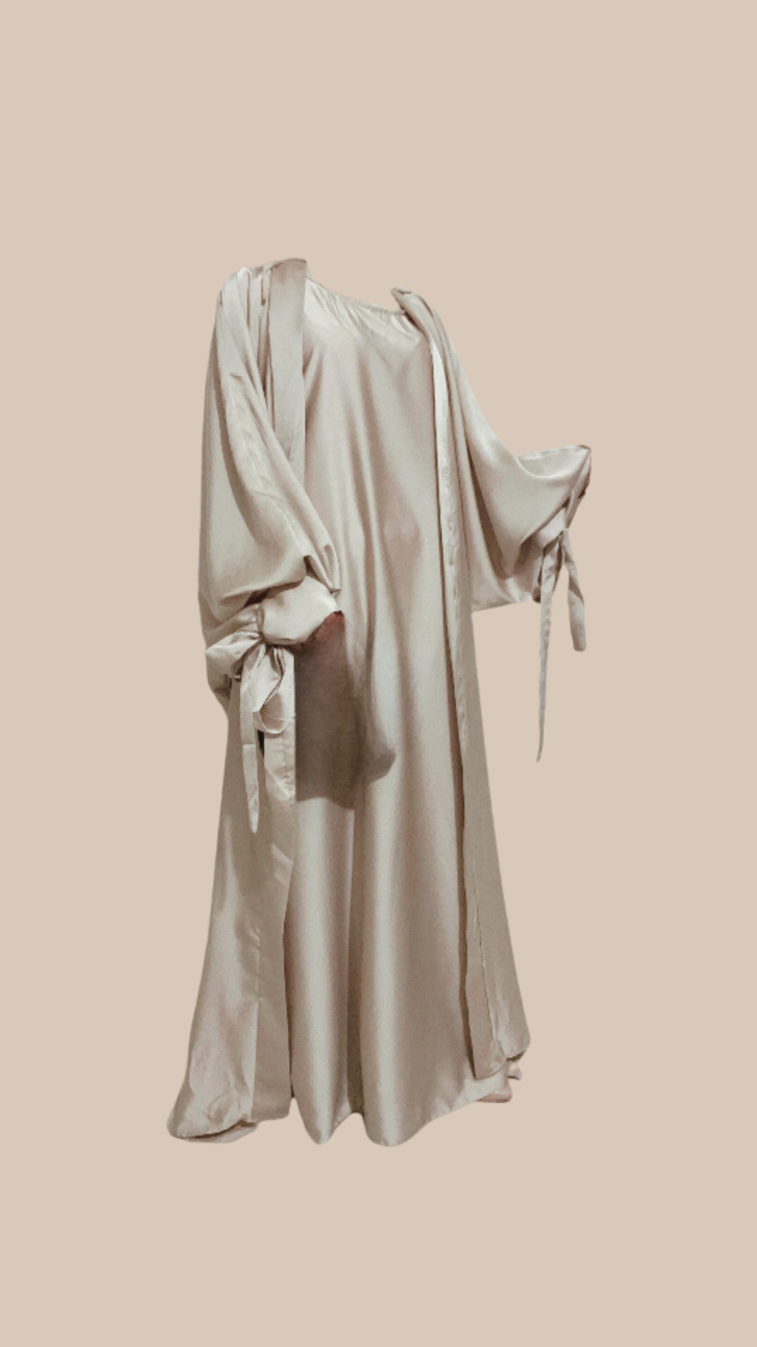 JADA- Abaya en Satin Doré Papillon et Sous-Robe