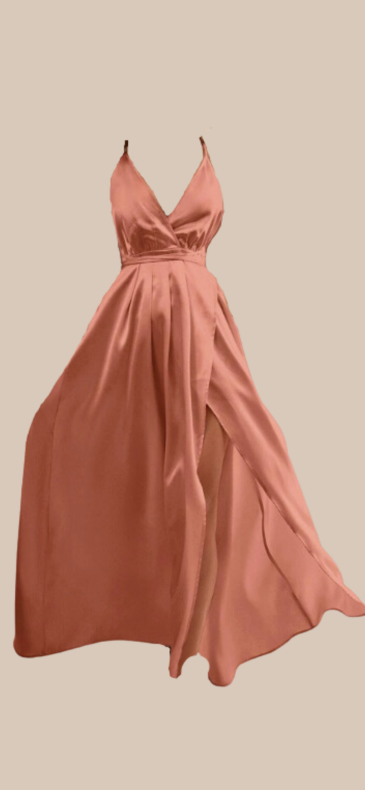 BARBIE - Robe Rose en Satin Évasée avec Fente