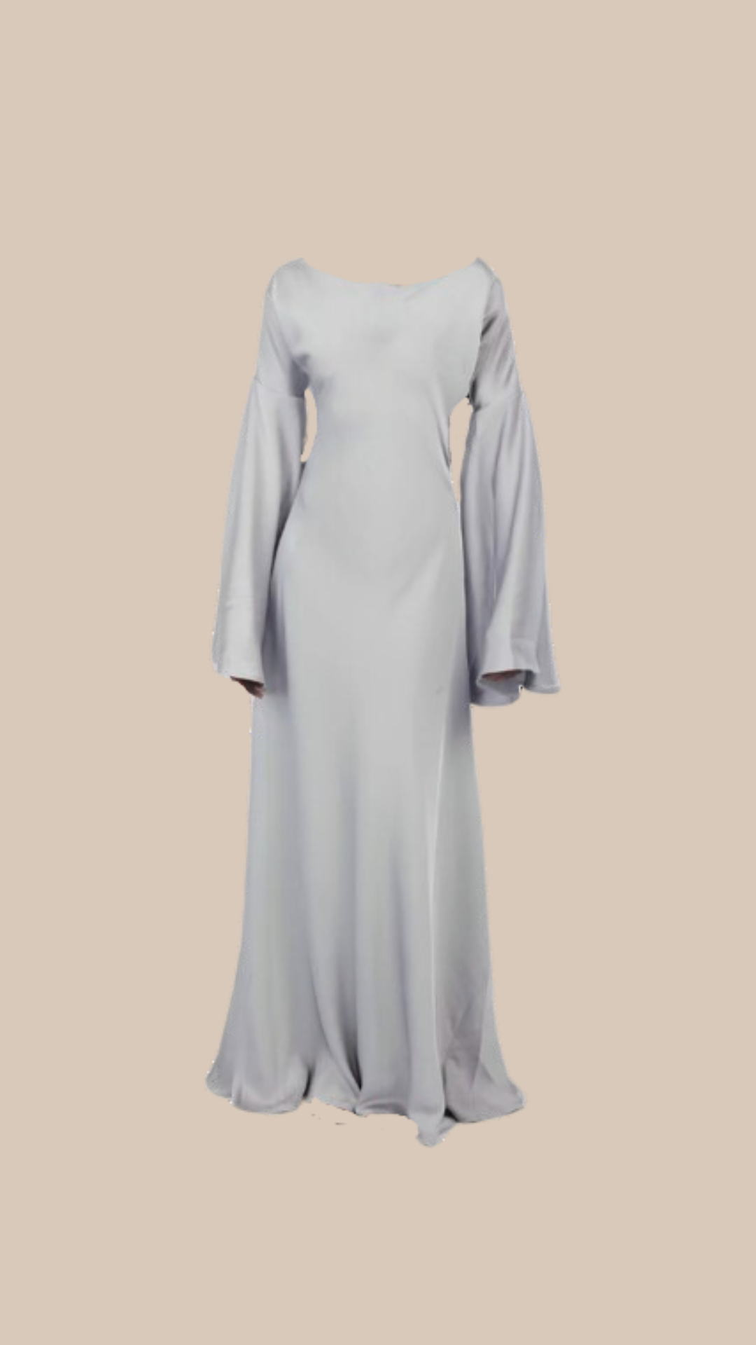 DIAMANT - Robe en Satin Gris à Manches Longues