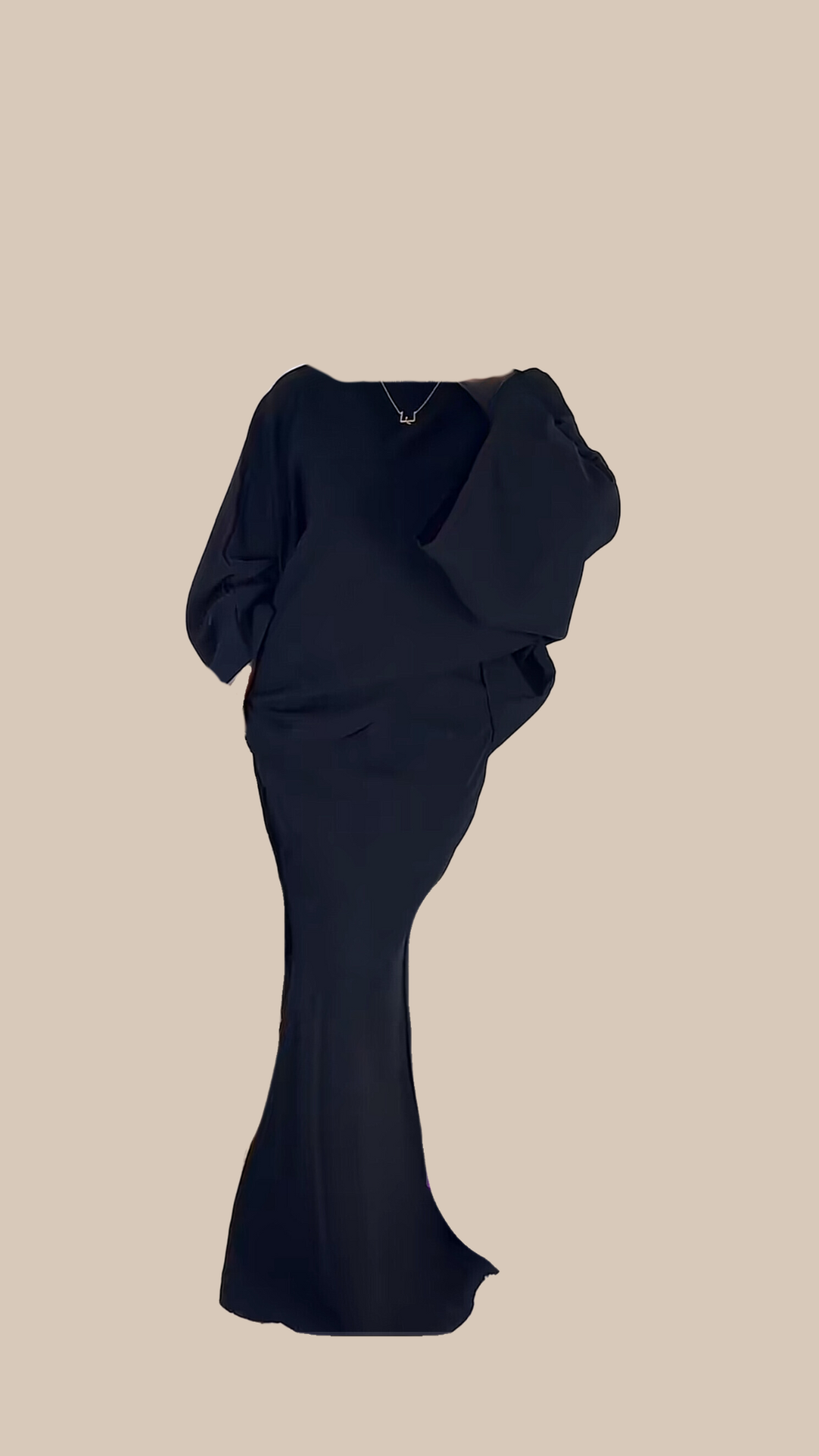 CLASSY - Ensemble Jupe Longue et Top Noir Effet Lin