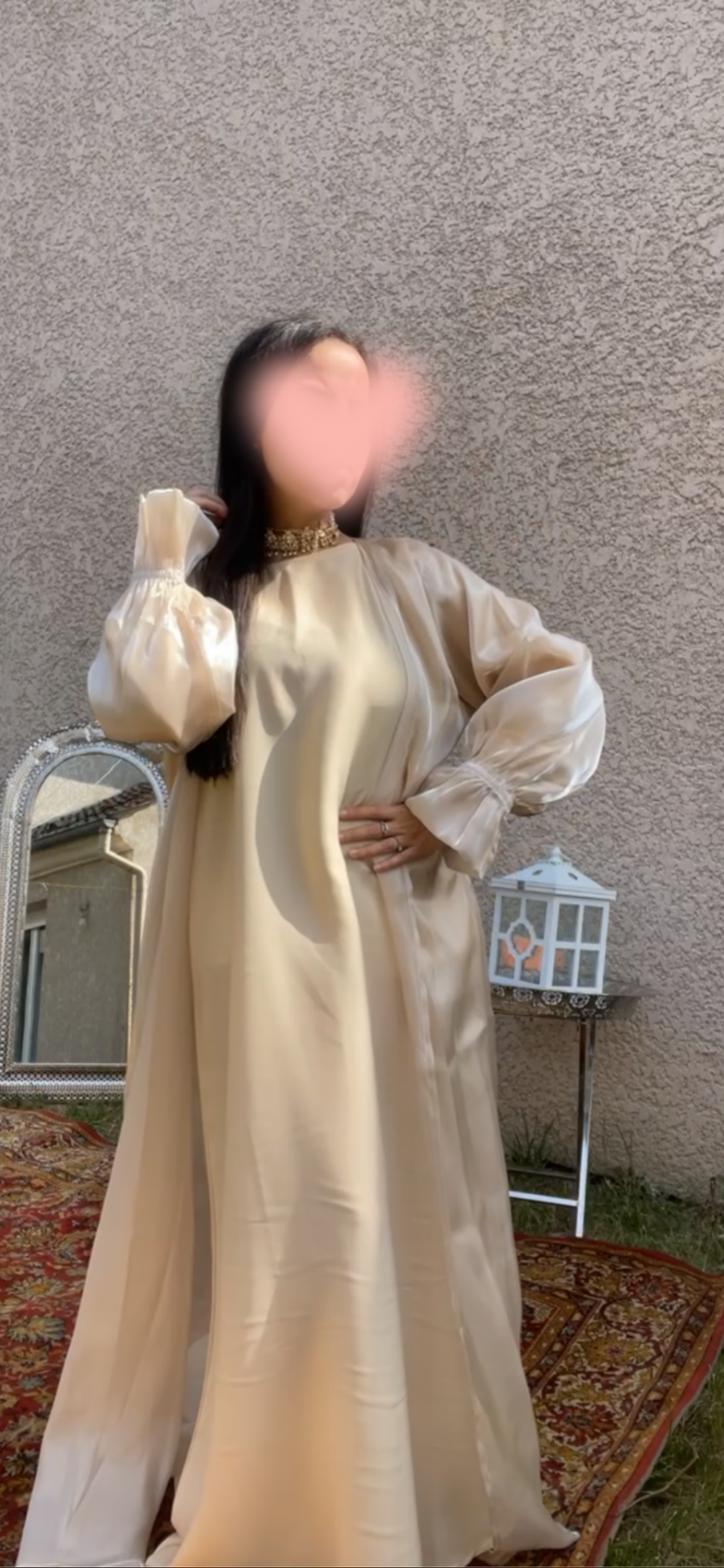 Golden Abaya Doré 2 pièces avec Voile