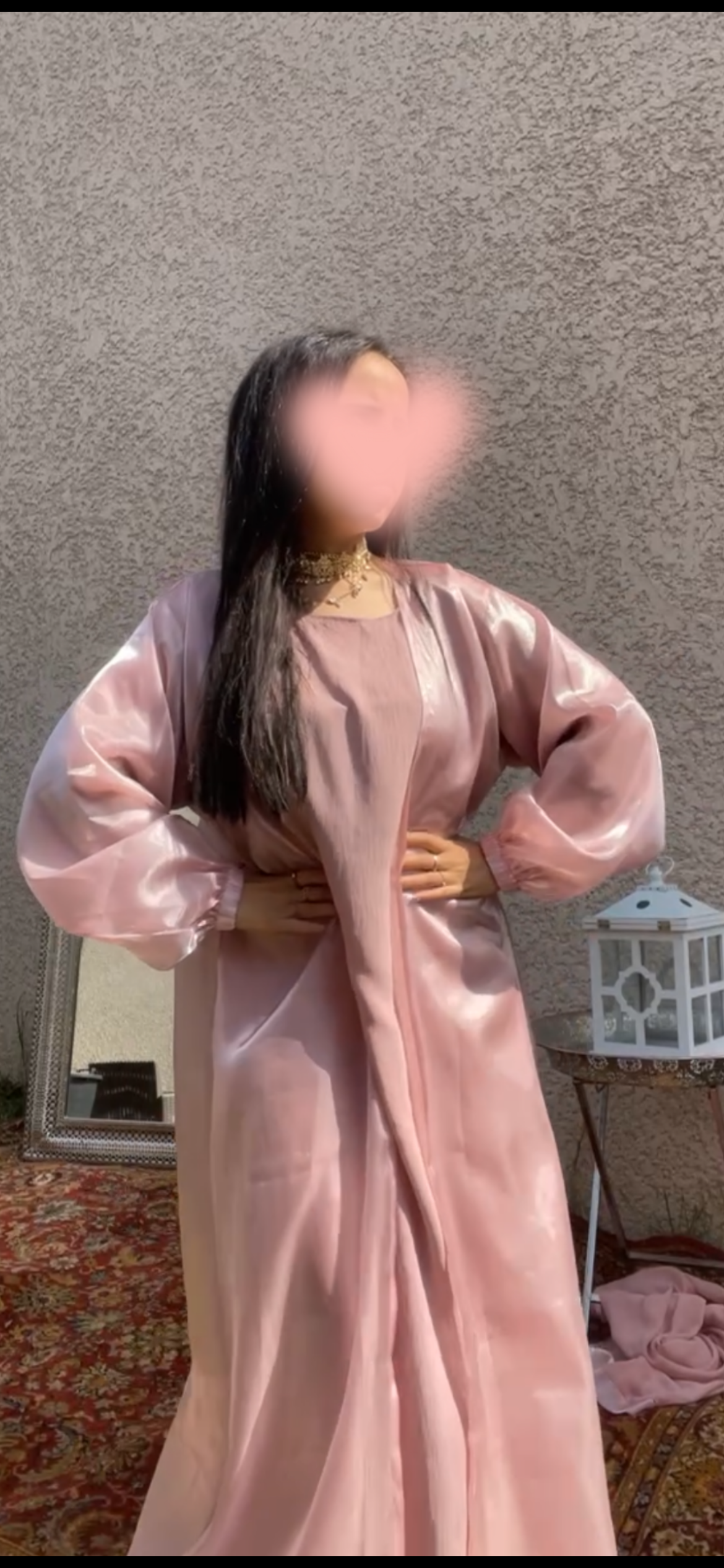 Lollipop Abaya Rose 2 pièces avec Voile