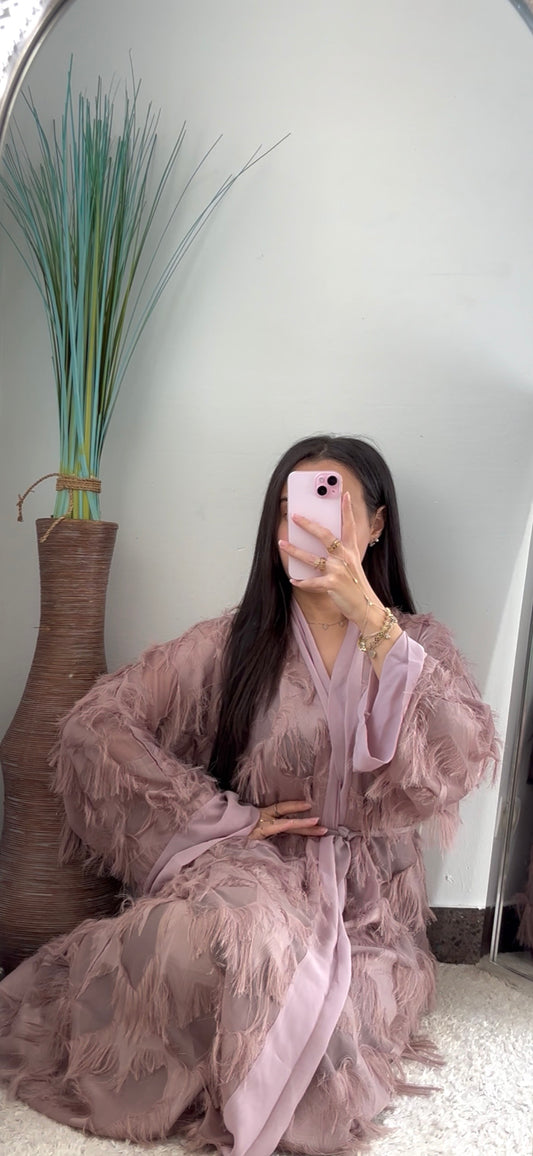 MASHROOM - ABAYA A FROUFROU ROSE