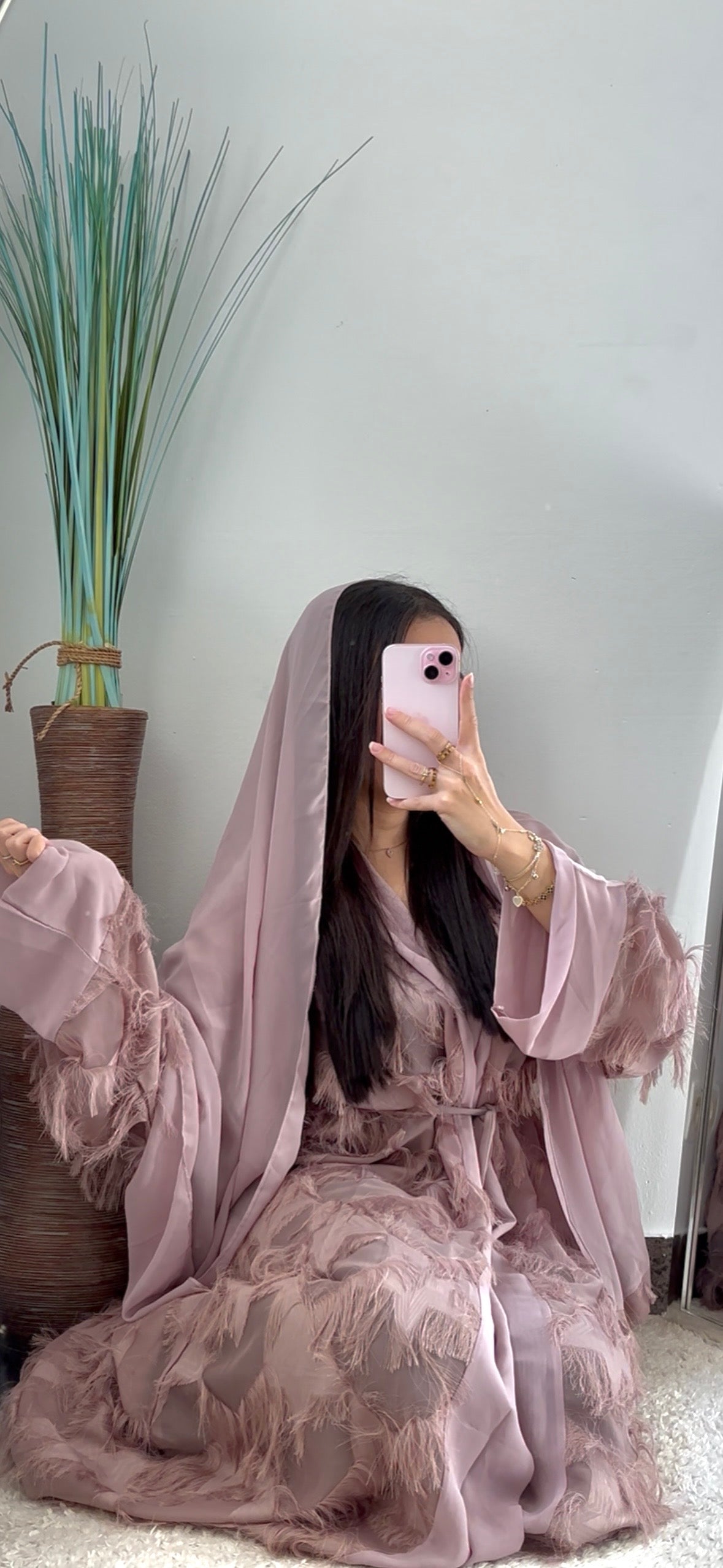 MASHROOM - ABAYA A FROUFROU ROSE