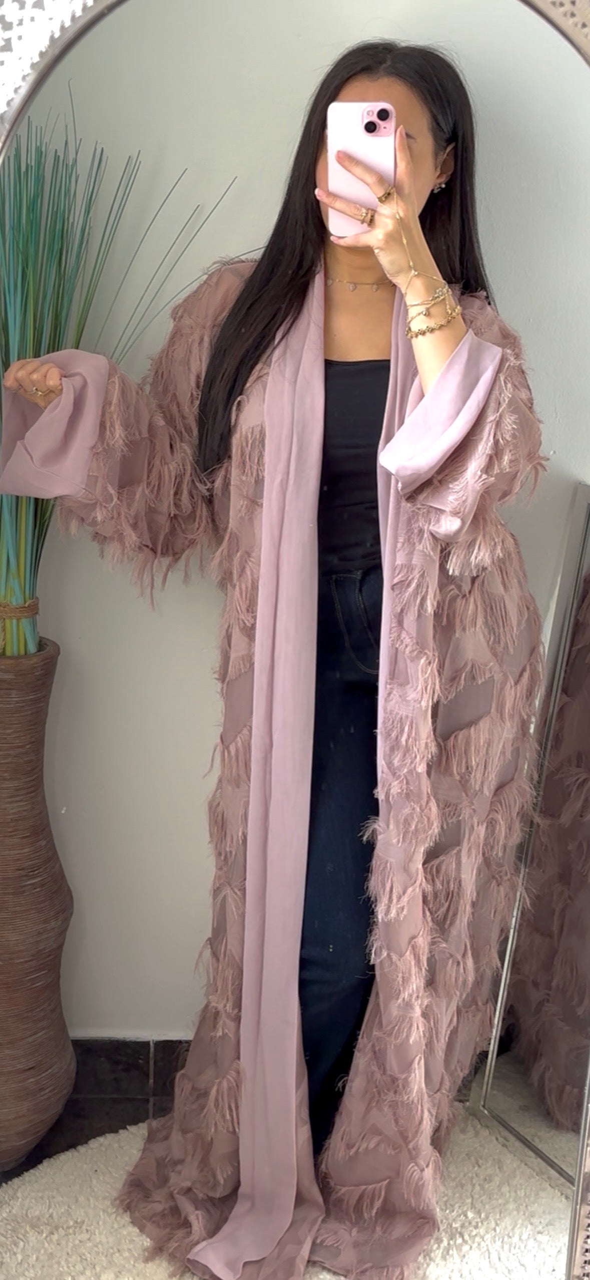 MASHROOM - ABAYA A FROUFROU ROSE
